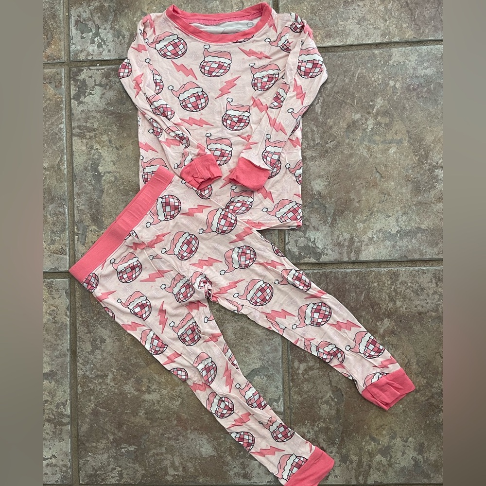 Groovy disco ball Christmas toddler pajamas